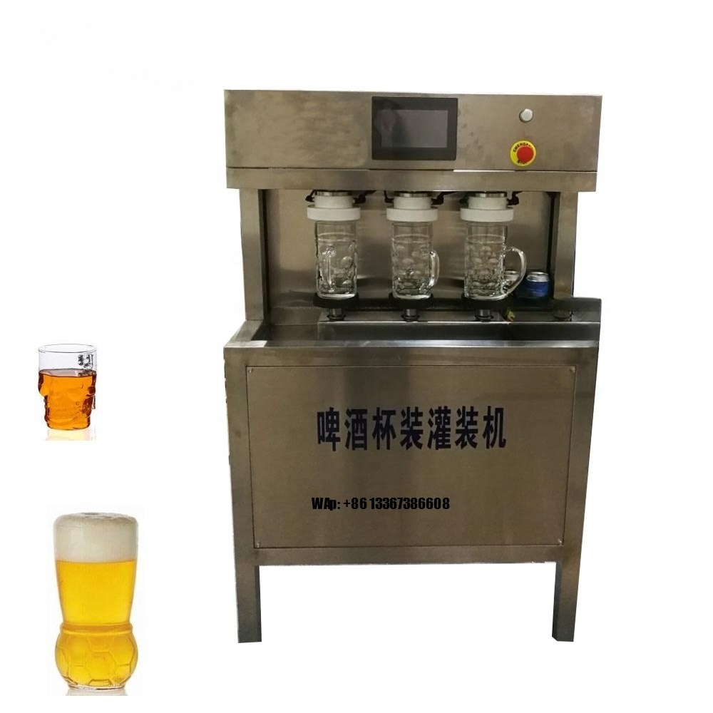Wine To Beer Alcohol - เครื่องบรรจุเบียร์แบบแมนนวลสำหรับแก้ว, สายการผลิตบรรจุขวดสุรา ไวน์ วอดก้า แอลกอฮอล์, เครื่องบรรจุไวน์