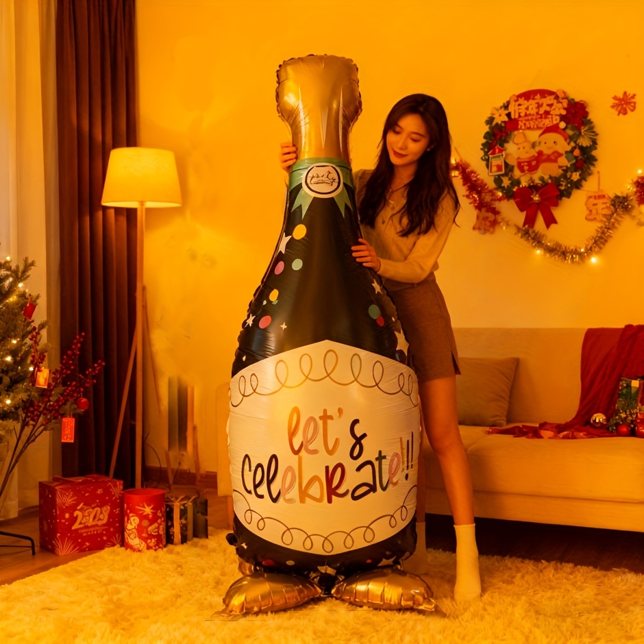 Wine Beer Festival - ลูกโป่งฟอยล์อะลูมิเนียมขนาด 64 นิ้ว รูปขวดไวน์ สำหรับตกแต่งงานเทศกาลเบียร์ งานวันเกิด