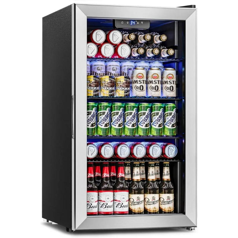 Wine Beer Fridge Small - ตู้เย็นเครื่องดื่ม - ตู้เย็นขนาดเล็ก 126 กระป๋อง ประตูกระจก