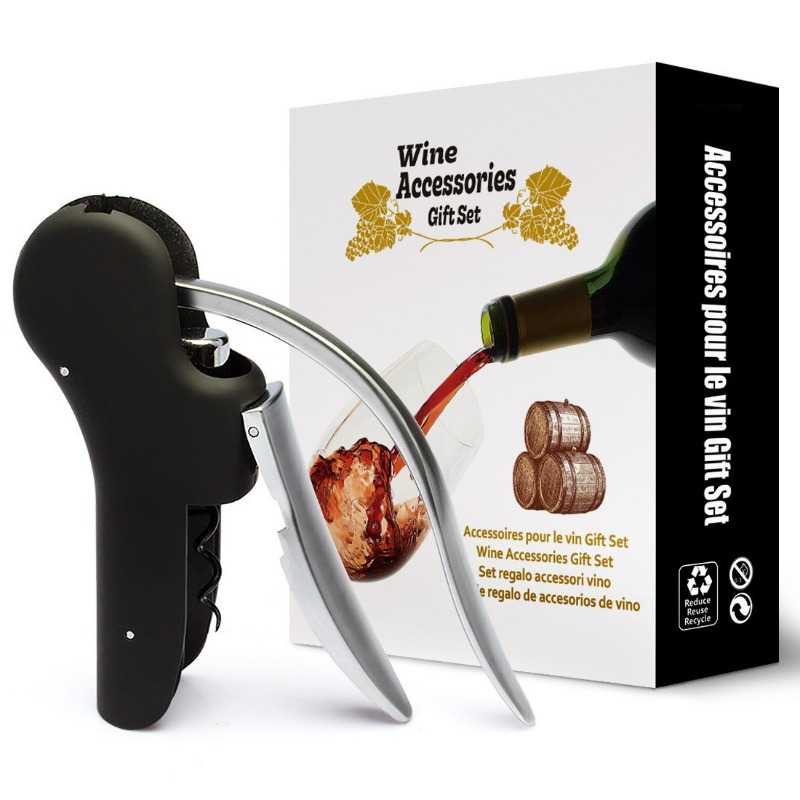 Cork Screw Lever - ชุดอุปกรณ์เปิดขวดไวน์ ที่เปิดขวดแบบคันโยก ที่ตัดฟอยล์ ชุดเครื่องมือเปิดขวดไวน์ อุปกรณ์ครัวที่ใช้งานสะดวก