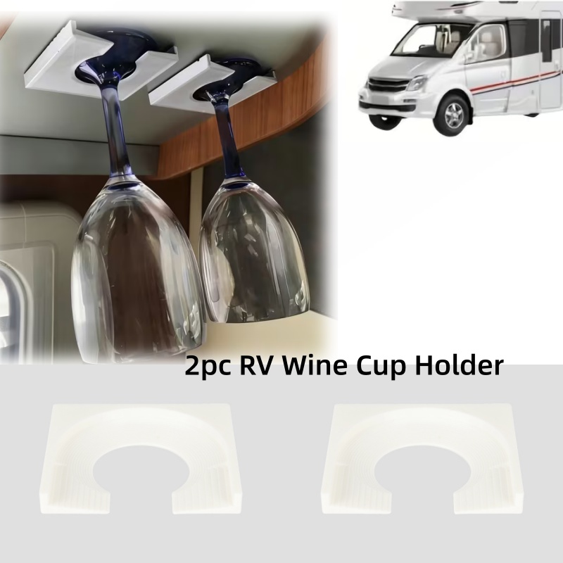 Wine & Beer Hydrometer - ที่วางแก้วไวน์สำหรับรถบ้าน RV 2 ชิ้น พร้อมกาวในตัว ติดตั้งง่าย