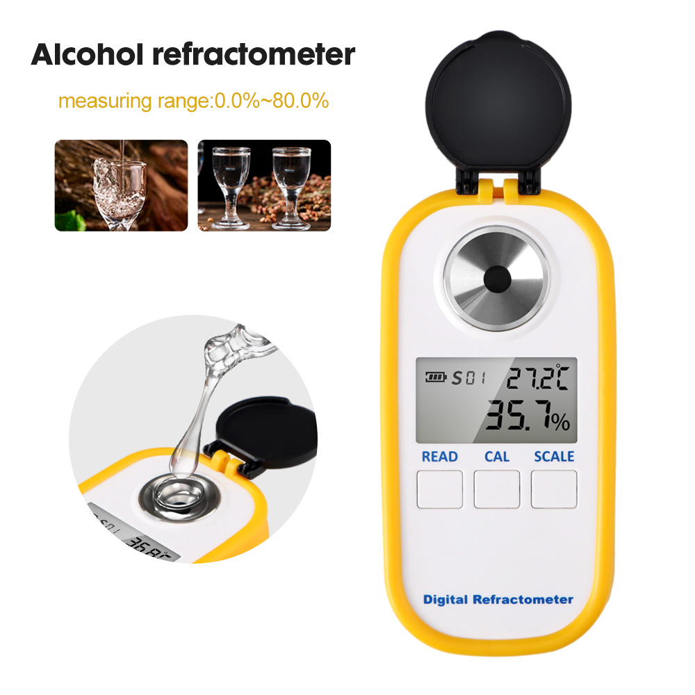 Wine To Beer Alcohol - เครื่องวัดแอลกอฮอล์แบบดิจิตอล 0-80% ความแม่นยําสูงจอแสดงผล LCD สีขาว Spirit