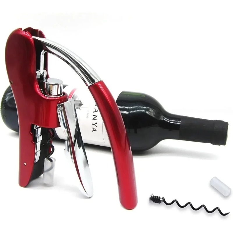 Cork Screw Lever - ชุดอุปกรณ์เปิดขวดไวน์สแตนเลสใหม่ พร้อมที่ตัดฟอยล์ คีมเปิดจุกไวน์ ที่ขันจุกไวน์ ชุดอุปกรณ์ยกจุกไวน์ อุปกรณ์ครัว