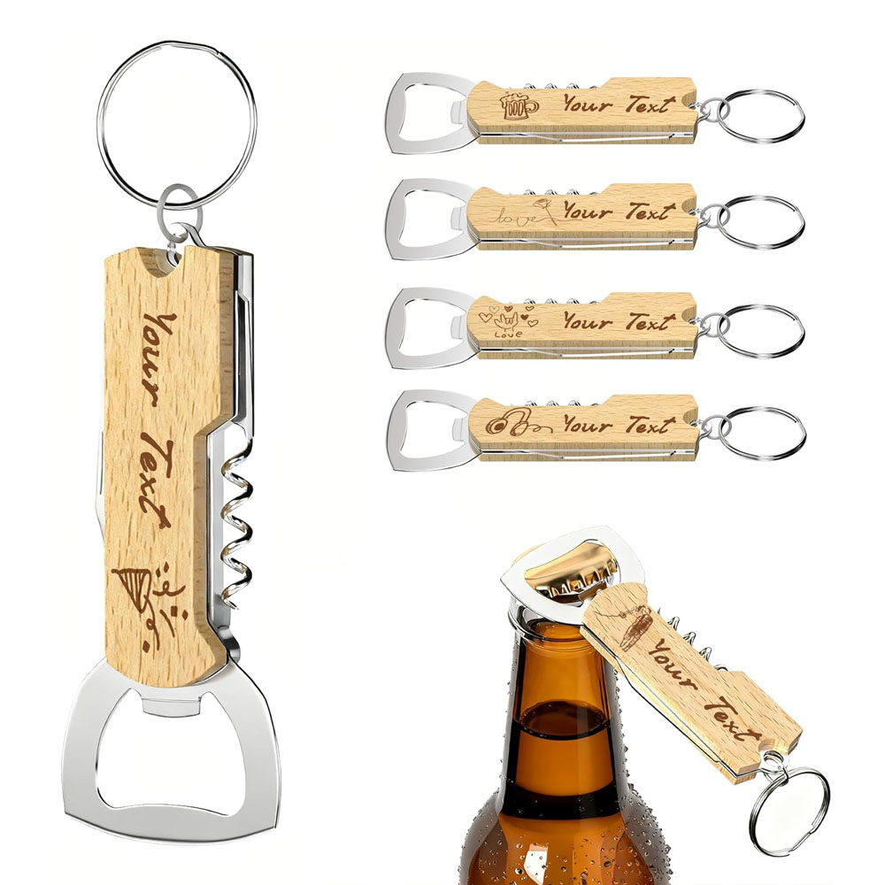 Beer Wine Hobby - พวงกุญแจเปิดขวดสลักโลโก้ตามสั่ง สำหรับของขวัญงานแต่งงาน อุปกรณ์ไวน์ ที่เปิดขวดไวน์ ที่เปิดขวดไวน์แบบเกลียว ของขวัญเพื่อนเจ้าบ่าว