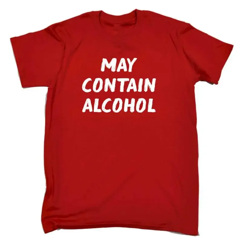 Wine To Beer Alcohol - อาจมีแอลกอฮอล์ในส่วนผสม เสื้อยืดตลกสำหรับผู้ชาย ลายเบียร์ ไวน์ วิสกี้ จิน