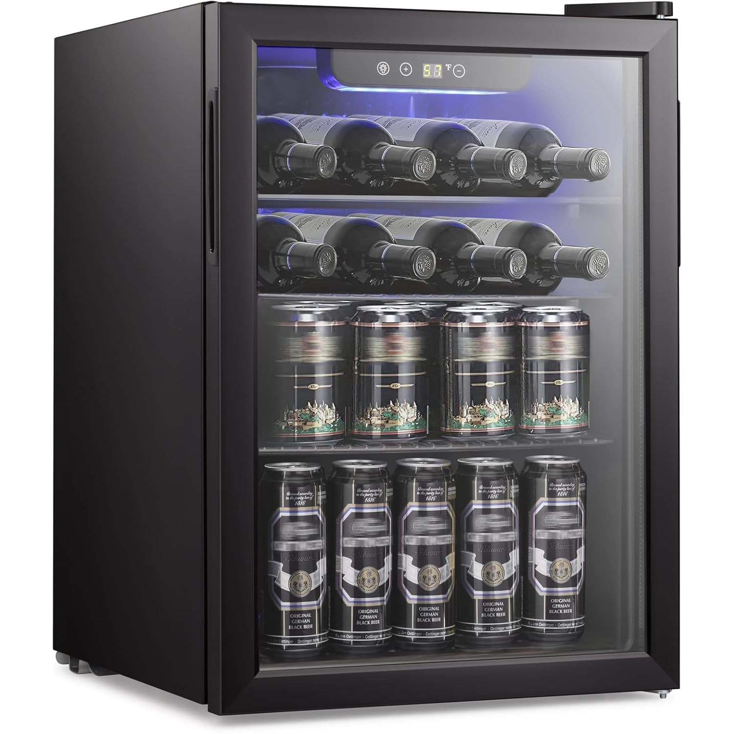 Wine Beer Fridge Small - ตู้แช่ไวน์/ตู้แช่เครื่องดื่มขนาด 2.6 คิว ตู้เย็นขนาดเล็กสำหรับเก็บไวน์ ตู้แช่เบียร์โซดา กระจกด้านหน้าใส