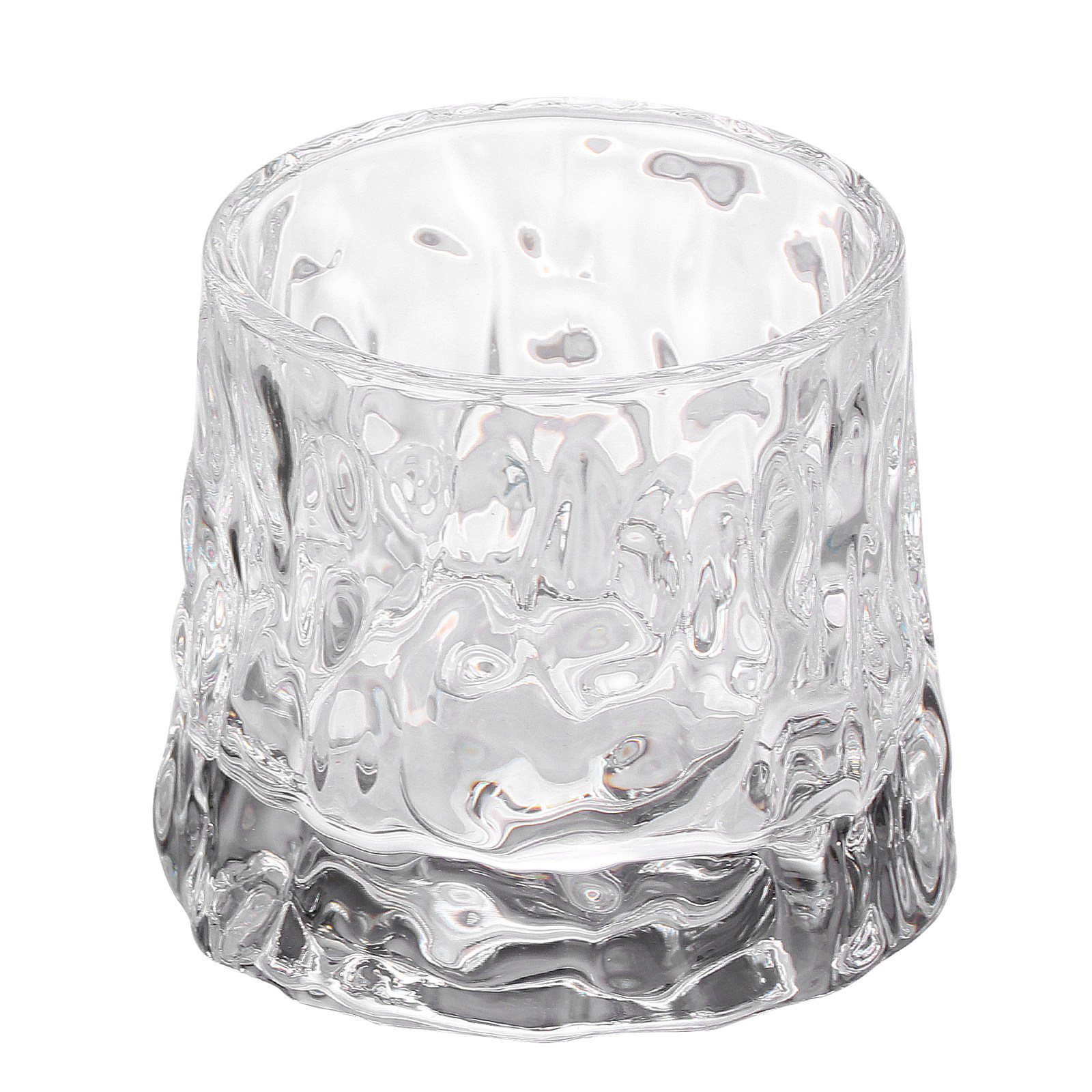 Wine In Beer Glass - แก้วไวน์แบบมีลายตอก 1 ใบ แก้ววิสกี้ฐานหนาพรีเมียม แก้วน้ำกันลื่น สำหรับบาร์