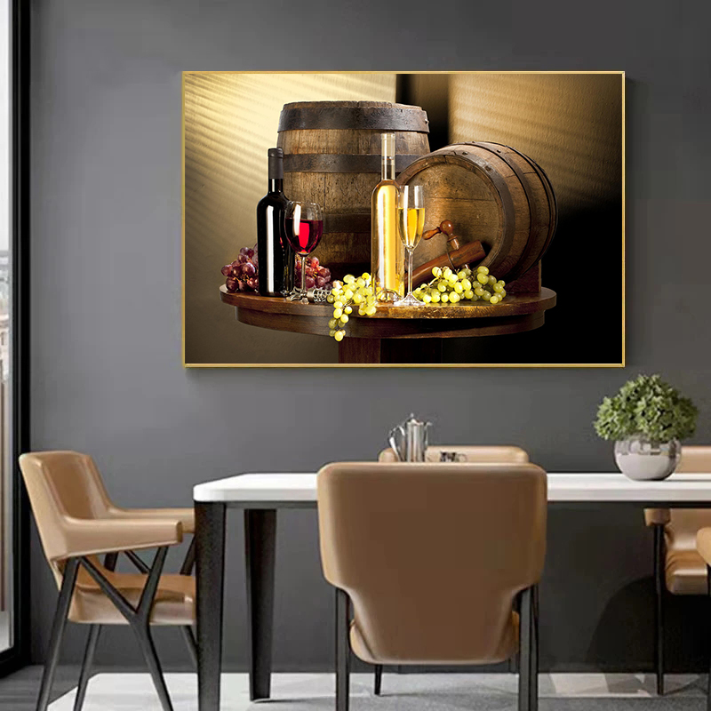ภาพวาดบนผ้าใบลายขวดไวน์แดง องุ - Beer Wine Hobby บทวิจารณ์และราคา