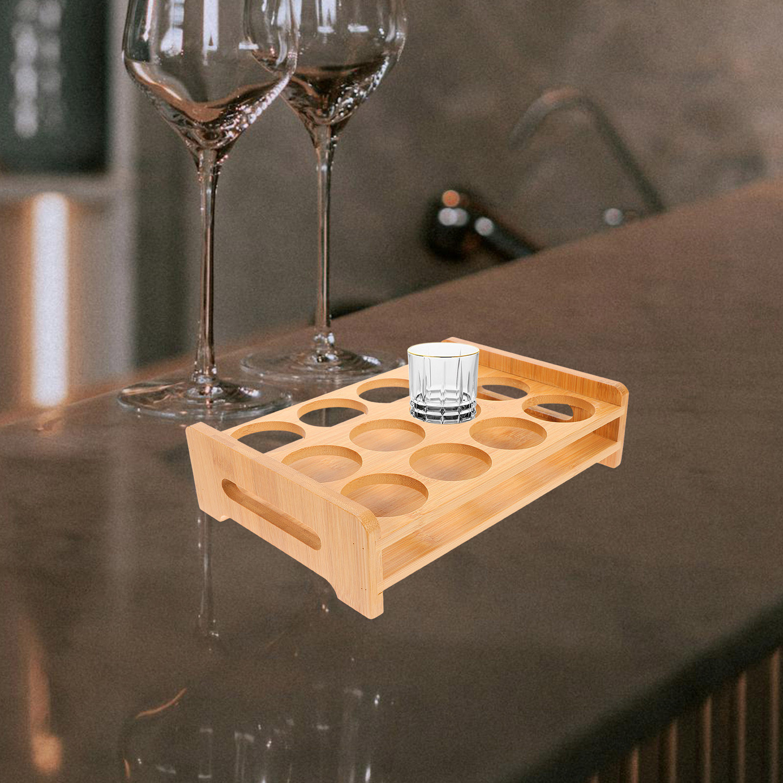 ที่วางแก้วช็อตไม้ไผ่ ชั้นวางอเ - Wine In Beer Glass บทวิจารณ์และราคา