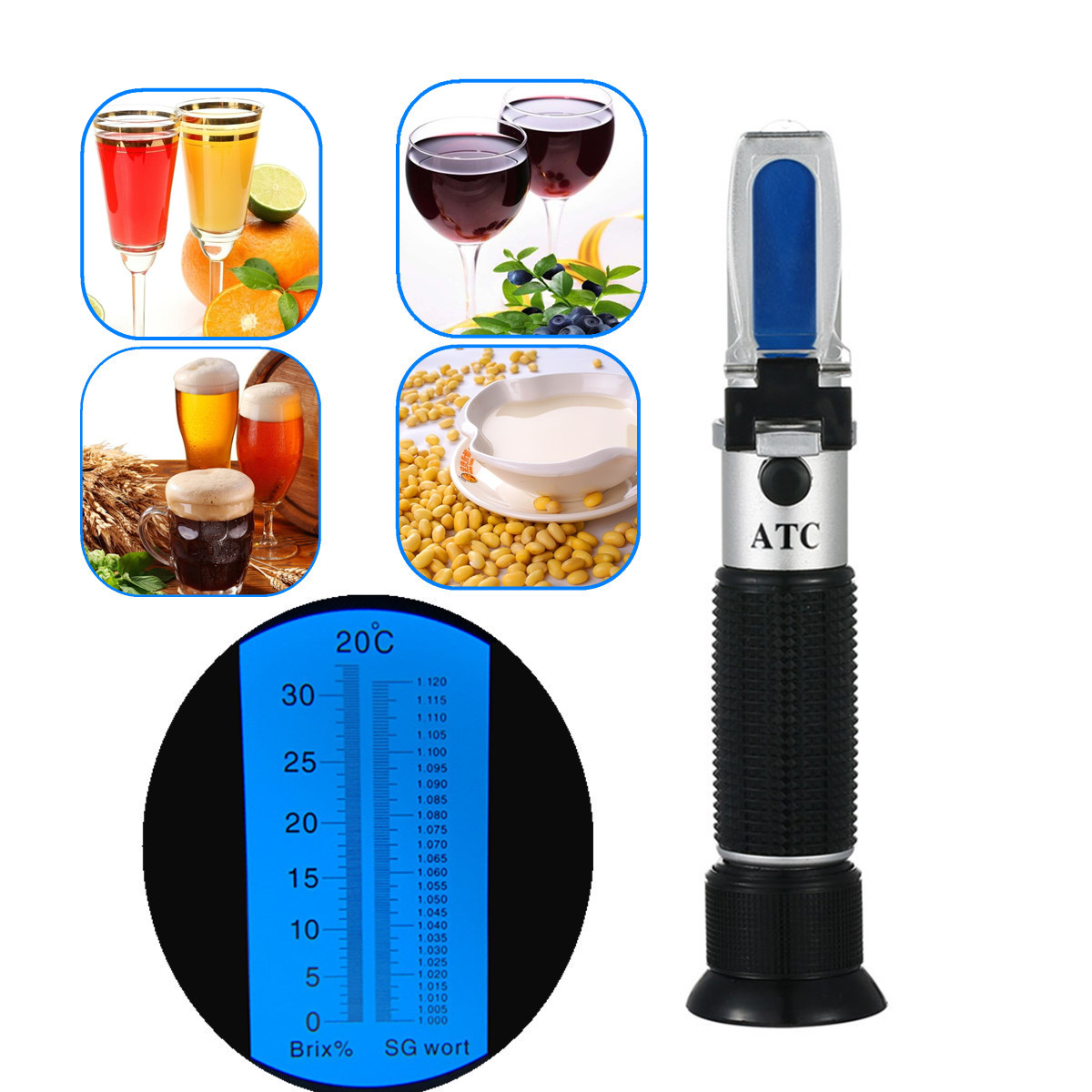 Refractometer 0-32% Brix เบียร - Wine To Beer Alcohol บทวิจารณ์และราคา