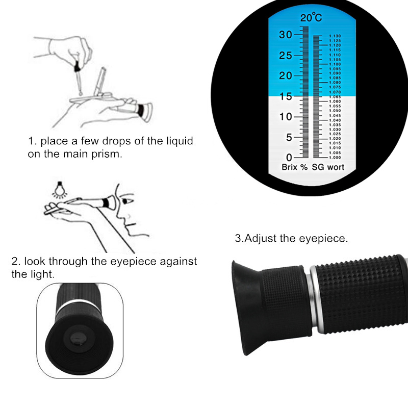 Refractometer 0-32% Brix เบียร - Wine To Beer Alcohol บทวิจารณ์และราคา